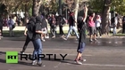 Chile: Watch Santiago's police sweep away protesters with water cannon