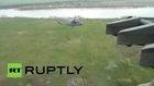 Russia: Military choppers show their firefighting skills