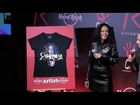 Rihanna at Hard Rock Café Paris to announce the release of a charity t-shirt - Part 1