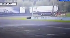 Motorbike racer hit from behind by another rider - broken leg