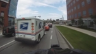 Bicyclist vs Female Postal Worker