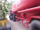 Fuel Truck Driver in Sri Lanka Makes a Crazy Sharp U-Turn