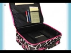 All-Season Fashion Print Women's Rolling 17-inch Laptop Case - Pink Giraffe Trim