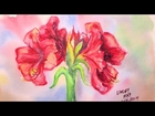 Amaryllis Flower in Watercolor painting tutorial