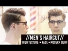Men's Haircut | High Textured Modern Quiff | Side Part with Fade
