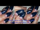 1930th Inspired Almond Shaped Acrylics + Deep Blue And Silver Cats