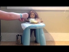 Cooking blueberry bars with American Girl