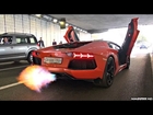 Lamborghini Aventador with Straight Pipe Exhaust HUGE Flames & Sounds!