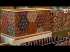 The Japanese yosegi art of gluing colored wood and cutting it into thin sheets for decoration
