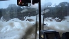 Sea Foam Engulfs Bus After Storm